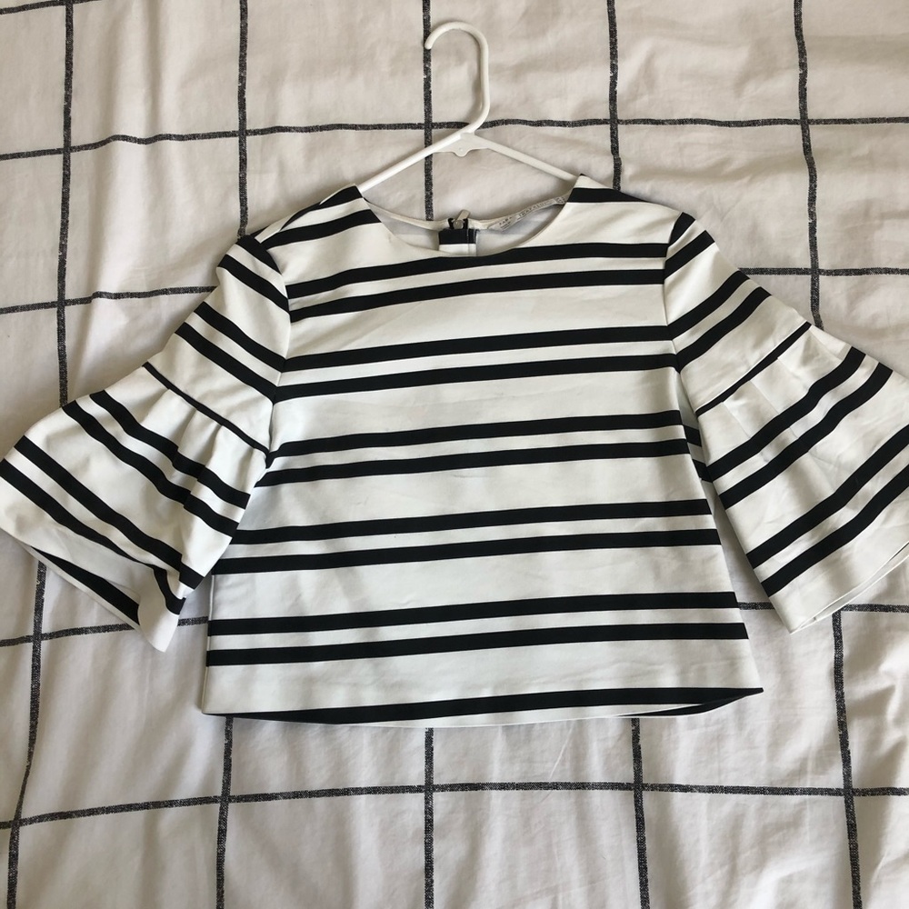 Zara midi-sleeve stripe top